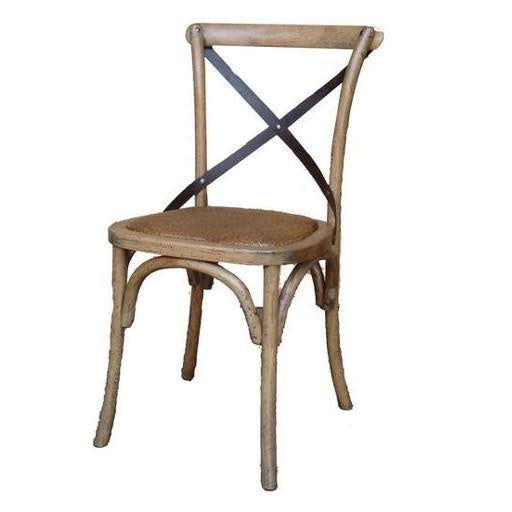 Oak Dining Chair - Metal Cross Back