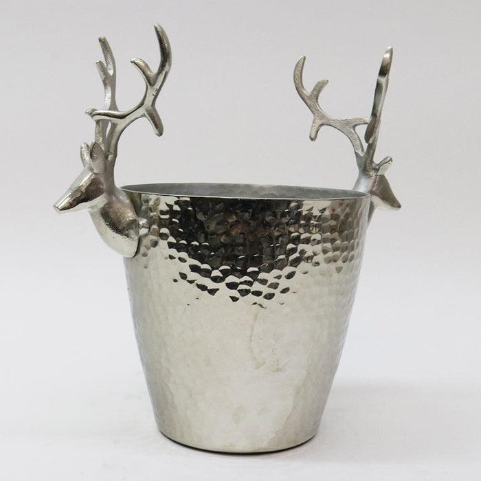 Wine Bucket Aluminium Beaten Reindeer