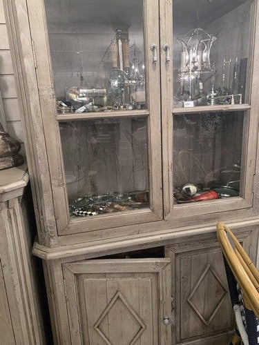 Anika Display Cabinet - Distressed Grey at online8 furniture store Auckland