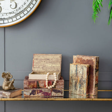 Antique Book Boxes Set of 6 at online8 furniture store Auckland