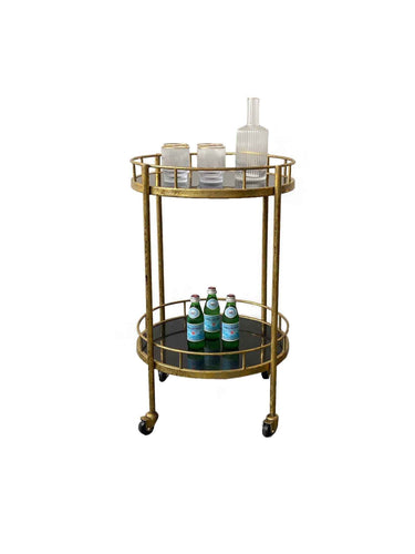 Antique Brass Trolley Marble Top at online8 furniture store Auckland