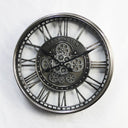 Antique Silver Wall Clock with Gears at online8 furniture store Auckland