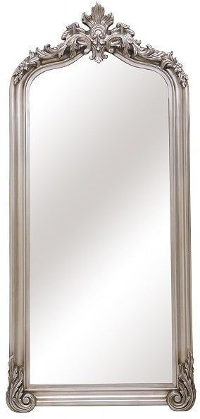 Antiqued Ornate Bevelled Floor Mirror Silver at online8 furniture store Auckland