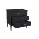 Bamboo Detail 3 Drawer Bedside Table - Black at online8 furniture store Auckland