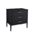Bamboo Detail 3 Drawer Bedside Table - Black at online8 furniture store Auckland