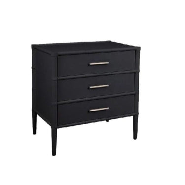 Bamboo Detail 3 Drawer Bedside Table - Black at online8 furniture store Auckland