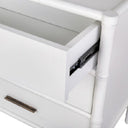 Bamboo Detail 3 Drawer Bedside Table - White at online8 furniture store Auckland