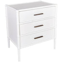 Bamboo Detail 3 Drawer Bedside Table - White at online8 furniture store Auckland
