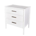 Bamboo Detail 3 Drawer Bedside Table - White at online8 furniture store Auckland