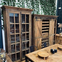 Bookcase with 2 full length doors old pine at online8 furniture store Auckland