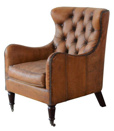 Bordeaux Arm Chair - Antique Light Brown Leather at online8 furniture store Auckland