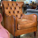 Bordeaux Arm Chair - Antique Light Brown Leather at online8 furniture store Auckland