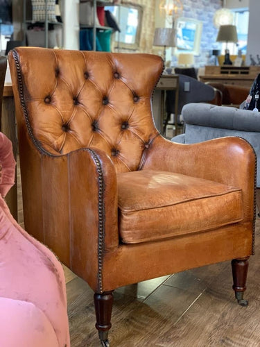 Bordeaux Arm Chair - Antique Light Brown Leather at online8 furniture store Auckland