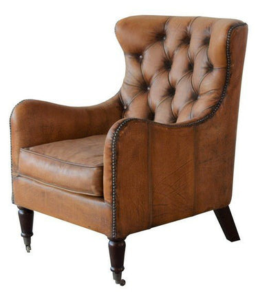 Bordeaux Arm Chair - Antique Light Brown Leather at online8 furniture store Auckland