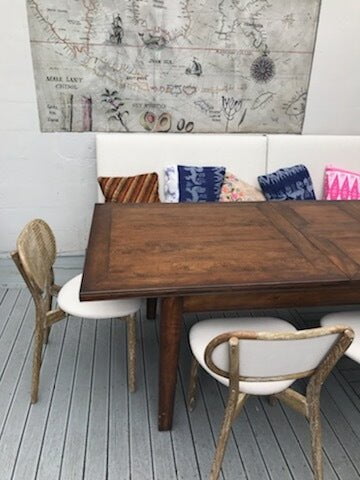 Bosquet double extension dining table -Rustic Medium at online8 furniture store Auckland