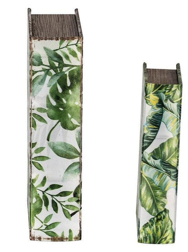 Botanical Green & White Book Boxes at online8 furniture store Auckland