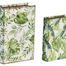 Botanical Green & White Book Boxes at online8 furniture store Auckland