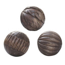 Brown Carved Mango Wood Spheres Set of 3 at online8 furniture store Auckland