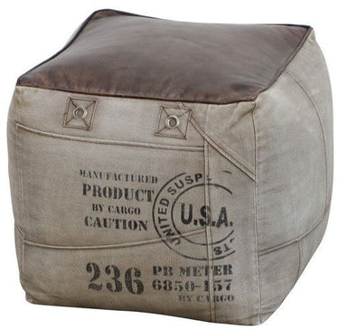 Canvas and Leather Ottoman at online8 furniture store Auckland