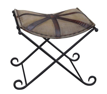 Canvas & Leather Ottoman | Stool | Bench | Vintage Furniture at online8 furniture store Auckland