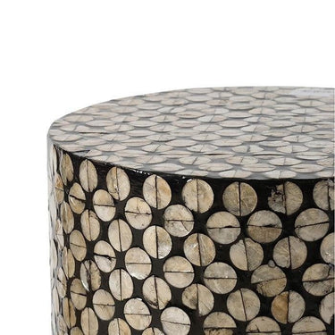 Capiz Circle Patterned Side Table | Accent Stool at online8 furniture store Auckland