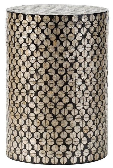 Capiz Circle Patterned Side Table | Accent Stool at online8 furniture store Auckland