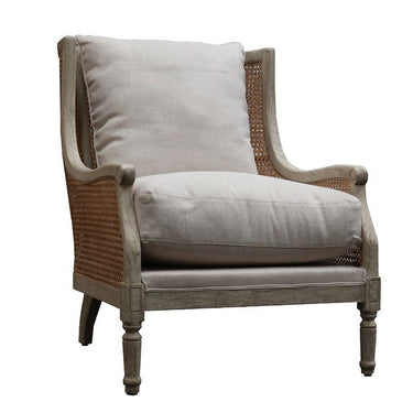 Carlos Rattan Armchair - Light Grey & Rattan at online8 furniture store Auckland