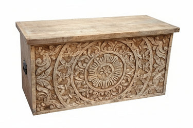 Carved Wooden Trunk | Blanket Chest | Storage & Organization  at online8 furniture store Auckland