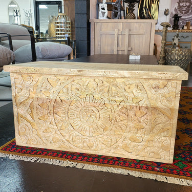 Carved Wooden Trunk | Blanket Chest | Storage & Organization  at online8 furniture store Auckland