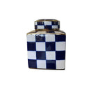 Checked Design Vases With Lid Set of 2 at online8 furniture store Auckland
