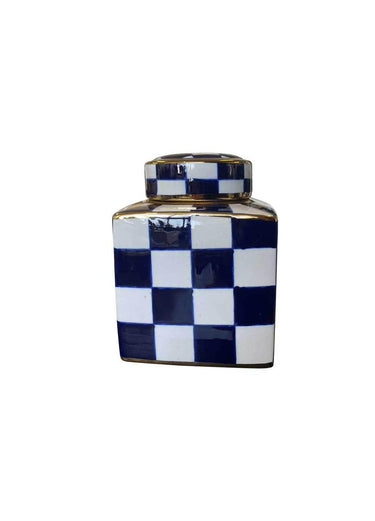 Checked Design Vases With Lid Set of 2 at online8 furniture store Auckland