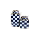 Checked Design Vases With Lid Set of 2 at online8 furniture store Auckland
