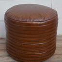 Circle Leather Ottoman | Pouf at online8 furniture store Auckland