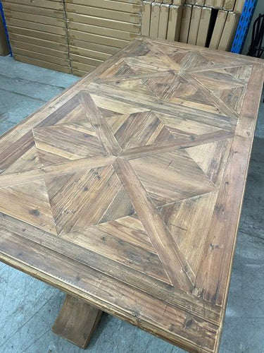 Classic Dining Table Parquet Top 2000mm at online8 furniture store Auckland