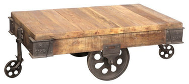 Coffee Table with Wagon Wheel at online8 furniture store Auckland