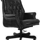 Columbus Black Leather Chesterfield Desk Chair at online8 furniture store Auckland