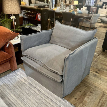 Courtenay Slipcover Armchair - Grey at online8 furniture store Auckland