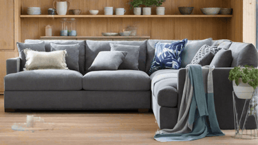 Crescent Corner Lounge Suite - Deep Seats - Charcoal at online8 furniture store Auckland