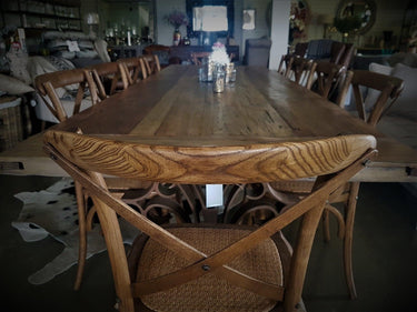 Cross Back Dining Chair - Antique Oak at online8 furniture store Auckland