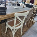 Cross Back Dining Chair - Antique Oak White at online8 furniture store Auckland