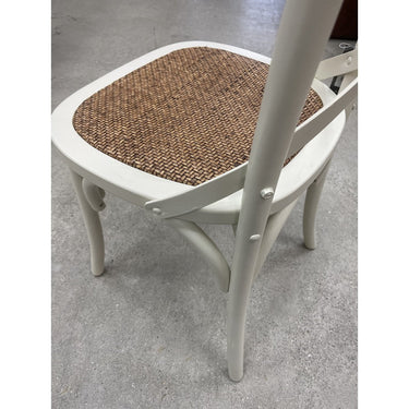 Cross Back Dining Chair - Antique Oak White at online8 furniture store Auckland