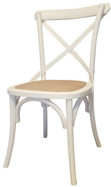 Cross Back Dining Chair - Antique Oak White at online8 furniture store Auckland