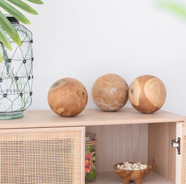 Decorative Teak Balls Set of 3 at online8 furniture store Auckland