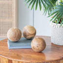Decorative Teak Balls Set of 3 at online8 furniture store Auckland