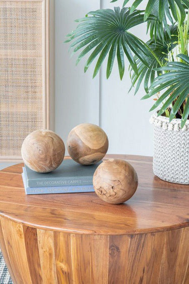 Decorative Teak Balls Set of 3 at online8 furniture store Auckland