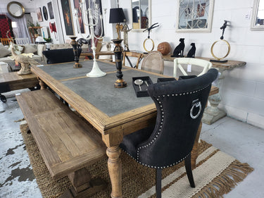 Dining Table - Old Elm Zinc Top at online8 furniture store Auckland
