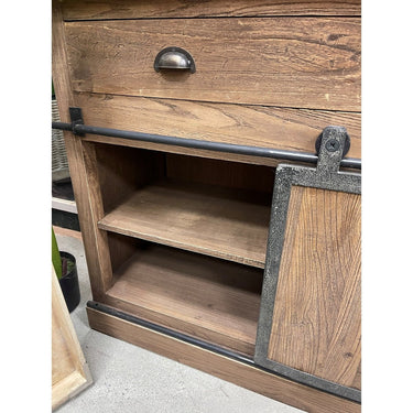 Display Unit with Sliding Door - Reclaimed Elm at online8 furniture store Auckland