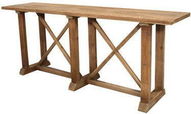 Double X Console Table - Reclaimed Oak at online8 furniture store Auckland