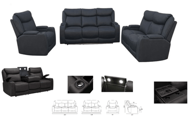 Excalibur Electric Recliner Lounge Suite - 3+2 Seater at online8 furniture store Auckland