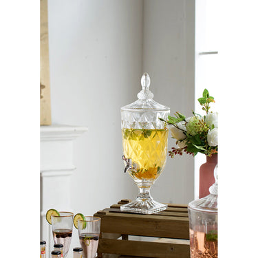 Glass Drink Dispenser - Diamond Pattern at online8 furniture store Auckland